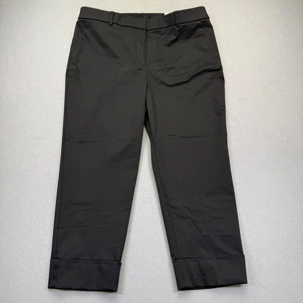Chico's Secret Stretch Straight‎ Leg Cuffed Crop Black Pants Size 2.5 US 14 NEW